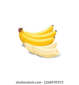 Banana cartoon fruit. Vegan organic eco product. vector illustration.