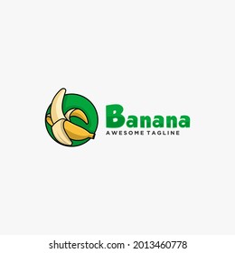 Banana cartoon logo design vector flat color