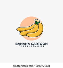 Diseño del logo de la caricatura de plátano vector color plano
