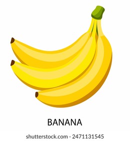 Banane im Cartoon-Stil auf weißem Hintergrund. Vektorillustration.