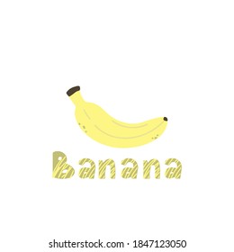 Banana in cartoon style. Vector image. Isolated on white