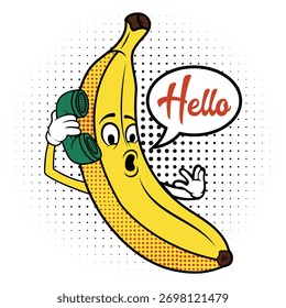 Banana cartoon talking hello Vector, illustration