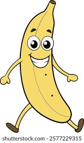 Banana cartoon vector art illustration on a white background