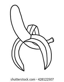 banana / cartoon vector and illustration, black and white, hand drawn, sketch style, isolated on white background.