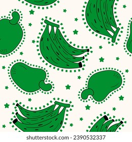 banana cashew stars pattern green vector illustration tropical