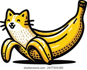 Banana cat Vector Illustration design