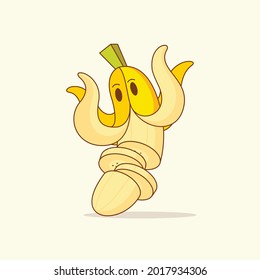 Ilustración del icono del vector de caricaturas bananero. Vector Premium Aislado De Icono De Frutos De Verano. Estilo de dibujo plano