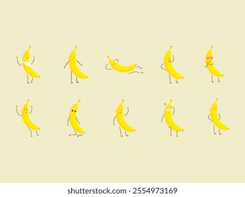 Banana Character Design Element Set 