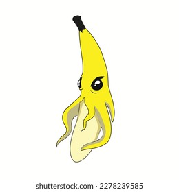 banana character monster alien vector design illustration. can be used as mascot or part of a logo