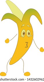 banana character with surprised expression