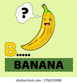 Banana character vector illustration.to learn children to spell the word banana