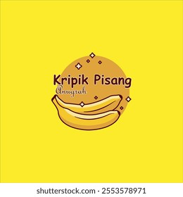 Banana Chips logo in brown and yellow background