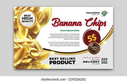 Banana Chips Processed Food. Poster And Label Vector Design Illustration.