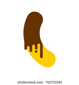 Banana in chocolate isolated. Dessert vector illustration