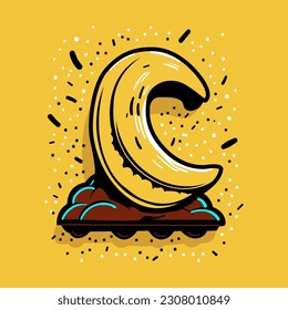 banana chocolate Logo vector illustration yellow background