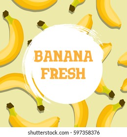 Banana colorful fruit background with grunge banner for fresh, smoothie and yogurt