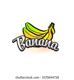 Banana Colorful Label Sign Vector Drawing Stock Vector (Royalty Free ...