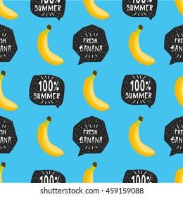 Banana colorful seamless pattern fruit background with hand drawn banner