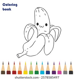 banana coloring book design illustration