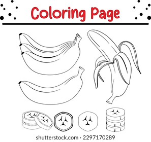 Banana Coloring Book Page for kids