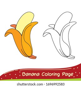 banana coloring page - coloring fruits and vegetables for children - fun and easy