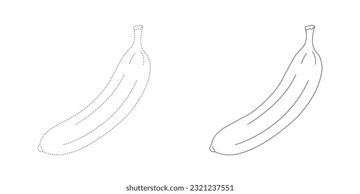 Banana Coloring page vector line art for book and drawing.