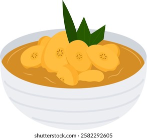 Banana Compote Traditional Indonesian Dessert Illustration