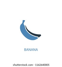 banana concept 2 colored icon. Simple blue element illustration. banana concept symbol design from Fruits set. Can be used for web and mobile UI/UX
