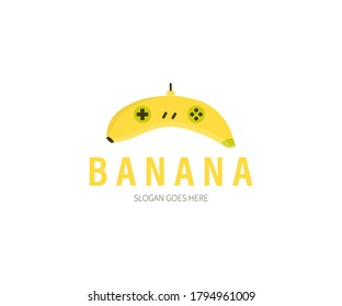 Banana console, controller, game, joystick Logo Concept. Vector Design Illustration. Symbol and Icon Vector Template.