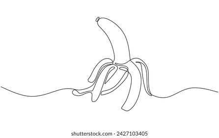 Banana continuous one line art drawing. Healthy food natural organic concept. Vector illustration editable stroke.