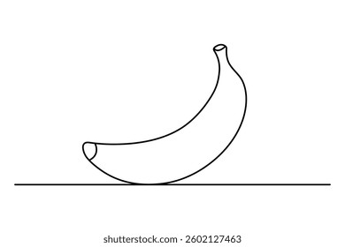 Banana continuous single line art and isolated outline vector illustration