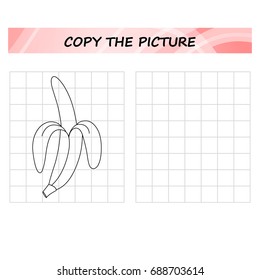  banana - copy the picture, worksheet.  Education game for children.