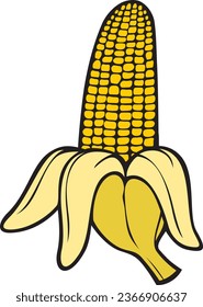 Diseño de color de maíz bananero. Ilustración vectorial.