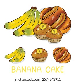 Banana cup Cake and White background