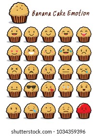 banana cupcake emotion icon pattern design sticker bakery vector
