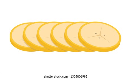 banana cut cartoon vector. symbol. banana cut.