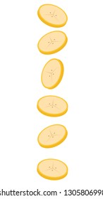 banana cut cartoon vector. symbol. banana cut. banana drop vector.