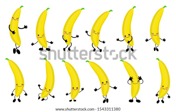 Banana Cute Character Cheerful Arms Legs Stock Vector (Royalty Free ...