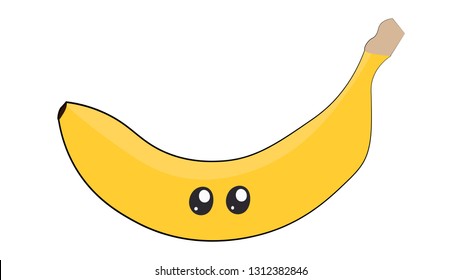 Banana cute character. Banana smile sticker
