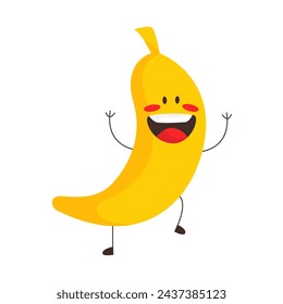banana of cute fruit character in flat illustration
