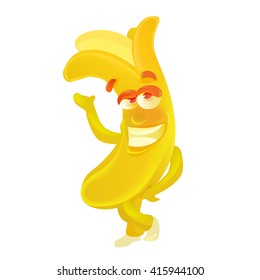 Banana. Cute fruit character isolated on white. Vector illustration
