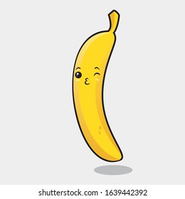 Banana. Cute fruit vector character, Cute banana cartoon illustration design, fruit character.