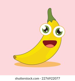 Banana. Cute-Frucht-Vektorgrafik-Zeichensatz einzeln auf Weiß