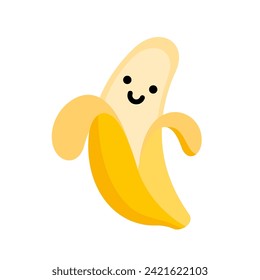 Banana cute kawaii style fruit character vector illustration