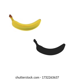 Diseño bananero jugoso de fruta fresca plantilla vectorial de icono. Banana cruda. Alimentos biosanitarios ecológicos. Pasos 10