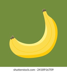 Banana design on green background. Delicious fruit. Hand drawn vector illustration for cards, business, banners, textile, wallpaper, wrapping