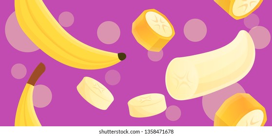 Banana dessert pattern. Cartoon illustration of banana dessert vector pattern for web design