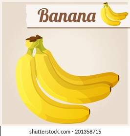 Banana.  Detailed Vector Icon. Series of food and drink and ingredients for cooking.