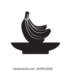 banana em prato vetor silhueta