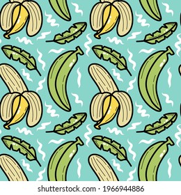 banana doddle seamless pattern background